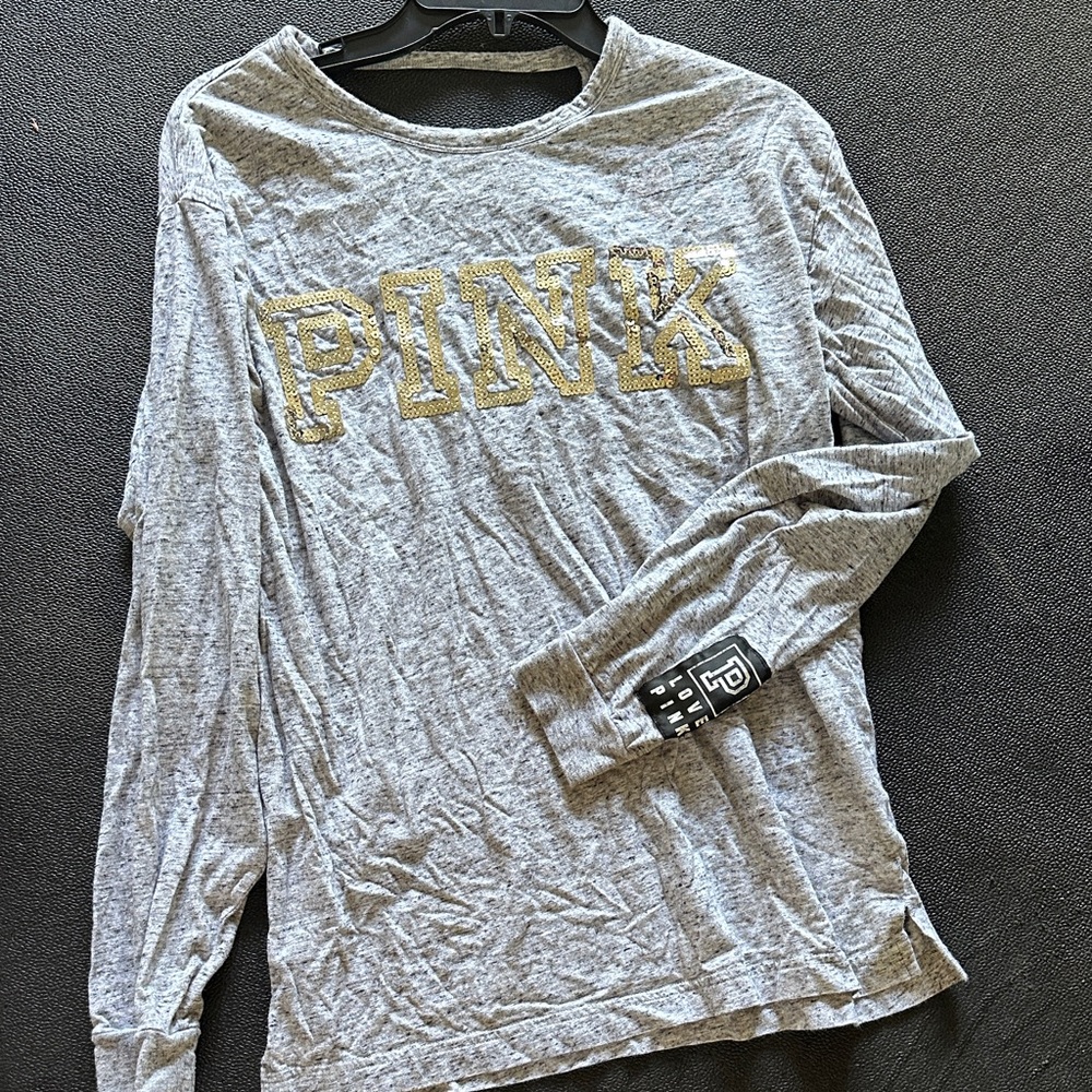 PINK Victoria's Secret Gray Long Sleeve Top